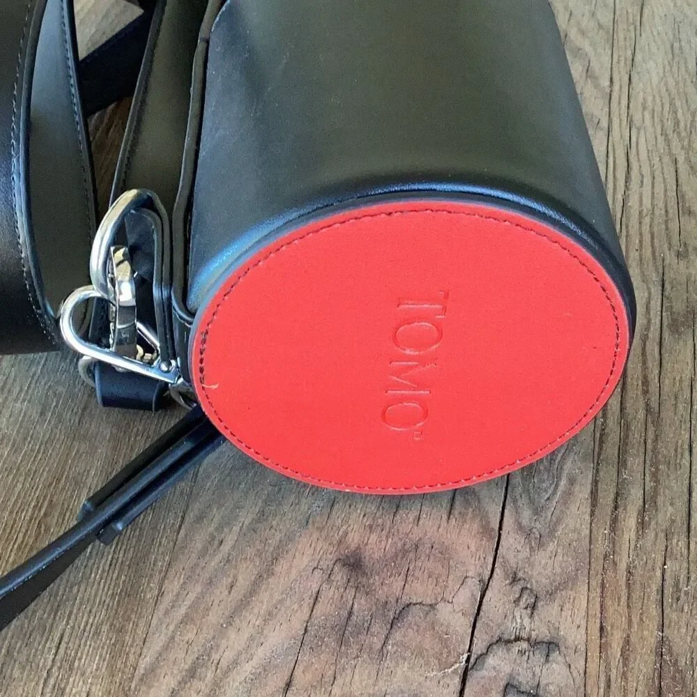New Tomo Rhinestone Water Bottle w/ Vegan Leather Glam Bag Holder Rose Gold
